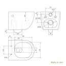 HAGO24 Hänge WC Spülrandlos Tornadospülung Softclose Duroplast WC Sitz Lotuseffekt Keramik Wandhängend Abnehmbar Kurzausführung Schwarz Glasur 54cm