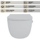 HAGO24 2in1 Hänge WC Bidet Tornadospülung Spülrandlos Softclose Duroplast WC Sitz Lang Lotuseffekt Abnehmbar Keramik Kurzausführung Weiß 54cm