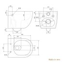 HAGO24 2in1 Hänge WC Bidet Tornadospülung Spülrandlos Softclose Duroplast WC Sitz Lang Lotuseffekt Abnehmbar Keramik Kurzausführung Weiß 54cm