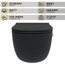HAGO24 2in1 Hänge WC Bidet Tornadospülung Spülrandlos Softclose Duroplast WC Sitz Lang Lotuseffekt Abnehmbar Keramik Kurzausführung Schwarz 54cm