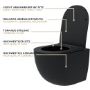 HAGO24 2in1 Hänge WC Bidet Tornadospülung Spülrandlos Softclose Duroplast WC Sitz Lang Lotuseffekt Abnehmbar Keramik Kurzausführung Schwarz 54cm