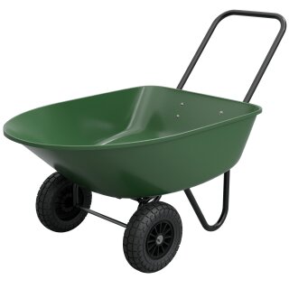 HAGO24 Gartenkarre Grün Schubkarre Kippkarre 78L PP Wanne 100kg Zweirad PU-Räder Stahlrahmen Kippsystem Hofkarre Transportkarre