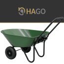 HAGO24 Gartenkarre Grün Schubkarre Kippkarre 78L PP Wanne 100kg Zweirad PU-Räder Stahlrahmen Kippsystem Hofkarre Transportkarre