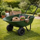HAGO24 Gartenkarre Grün Schubkarre Kippkarre 78L PP Wanne 100kg Zweirad PU-Räder Stahlrahmen Kippsystem Hofkarre Transportkarre