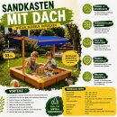 HAGO24 Sandkasten Sandbox Sandkiste Massivholz Dach UV-Schutz Bodenvlies Kinder Garten Spielzeug Sicherheit Outdoor Spielspaß Abdeckung Neigbar Höhenverstellbar