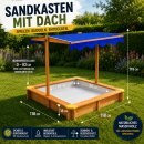 HAGO24 Sandkasten Sandbox Sandkiste Massivholz Dach UV-Schutz Bodenvlies Kinder Garten Spielzeug Sicherheit Outdoor Spielspaß Abdeckung Neigbar Höhenverstellbar