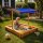 HAGO24 Sandkasten Sandbox Sandkiste Massivholz Dach UV-Schutz Bodenvlies Kinder Garten Spielzeug Sicherheit Outdoor Spielspaß Abdeckung Neigbar Höhenverstellbar