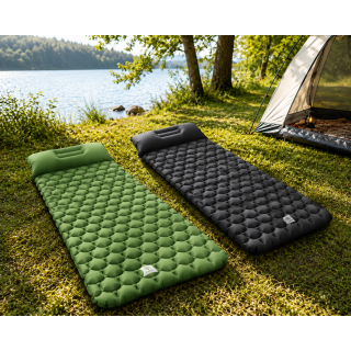 HAGO24 Isomatte Campingmatte Luftmatratze aufblasbar ultraleicht Outdoor Trekking Kopfkissen Doppelventil 40D-Nylon Camping Matte