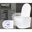 HAGO24 Spülrandloses Hänge-WC Keramik Nano-Beschichtung Lotus-Effekt 490mm Softclose WC-Sitz Abnehmbar FixClip Duroplast Abfluss Ø100mm Weiß